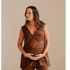 Sabo Zuri Maternity Top and Pants Set in Brown